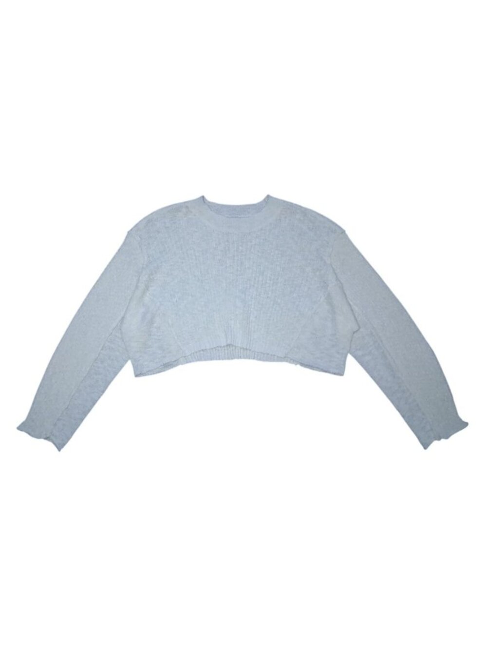 Willow & Wind Cropped Knit Sweater Very Light Yellow  Long Sleeve Size L